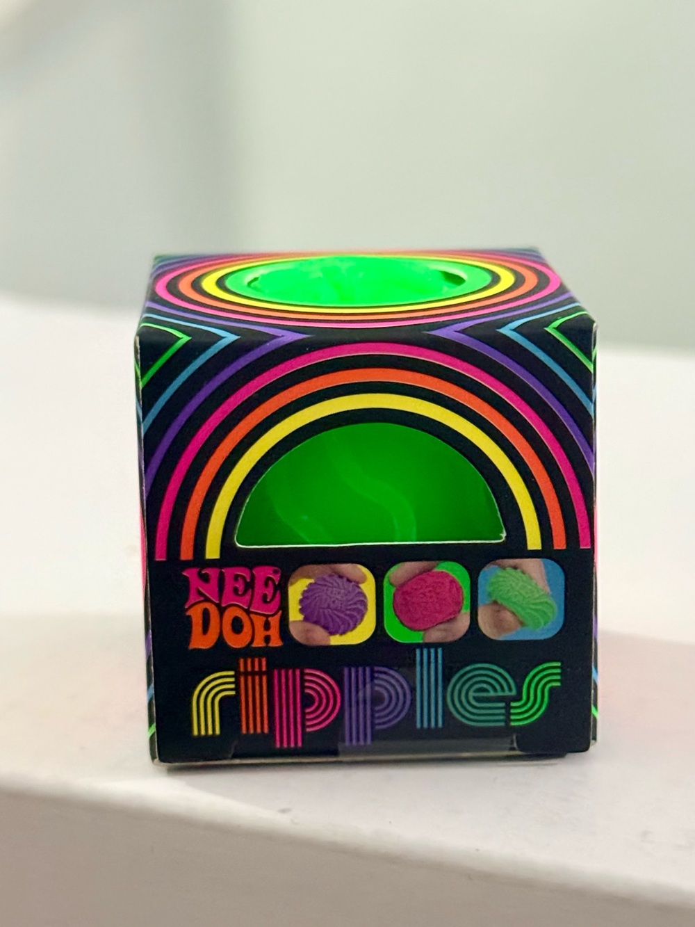 RARE NEON GREEN NeeDoh Ripples Teenie Single Viral TikTok Squishy NIB